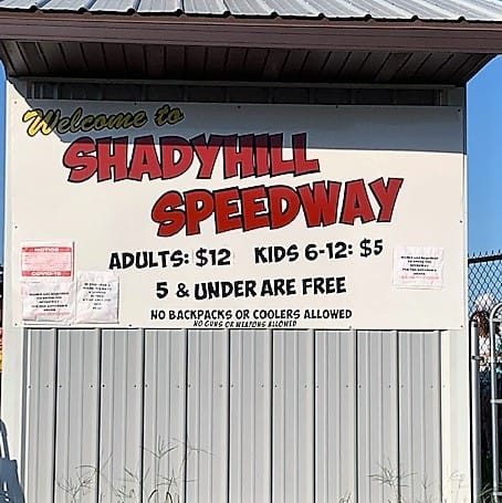 The sign at Shadyhill Speedway