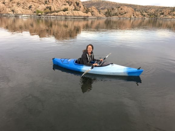 Woman on a Kayak on Watson Lake