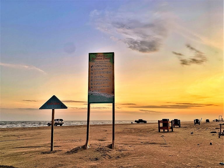 There is a big sign at Jamaica Beach that reads "Please Leave nothing but footprints"