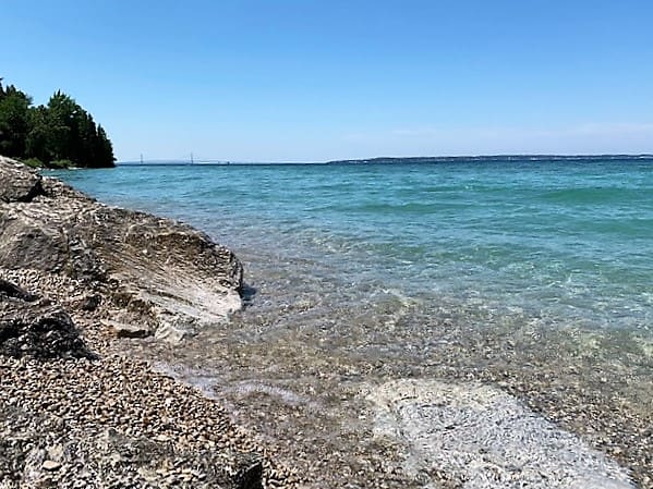 Crystal clear water of Lake Huron on Mackinac Island, Michigan